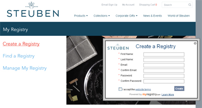 Bridal Registry  on Steuben   S Registry Powered By Myregistry Com