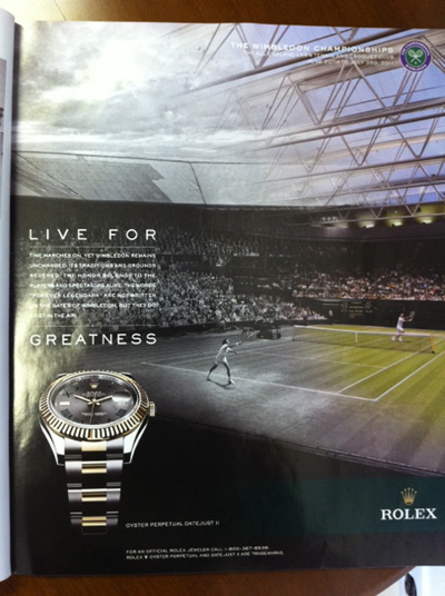 rolex ad ads luxury brand magazine wimbledon